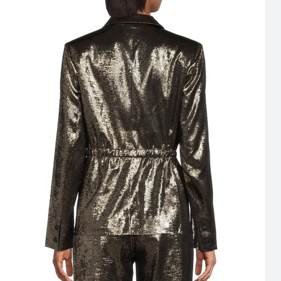 French Connection NWT Alara Molten Metallic Suit Jacket Blazer - Picture 3 of 10